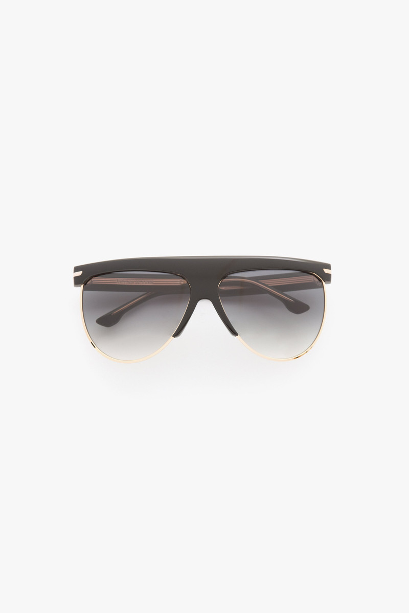 Sculpted Metal And Acetate Sunglasses With Flat Top 1