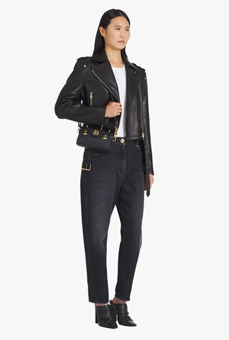 Balmain Black smooth leather B-Buzz 19 bag outlook