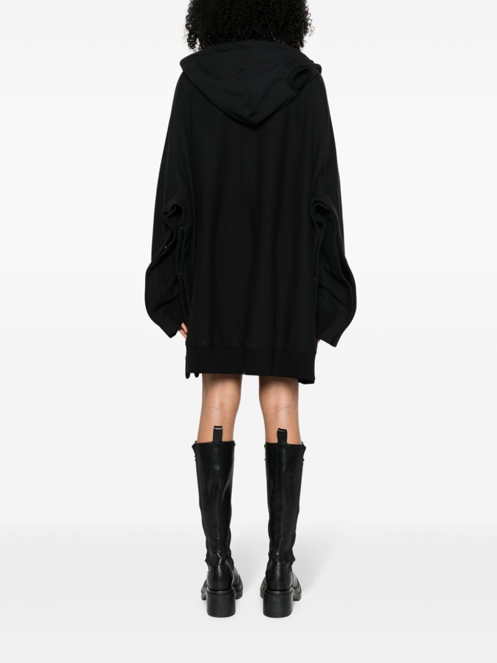 panelled zipped cotton hoodie - 6