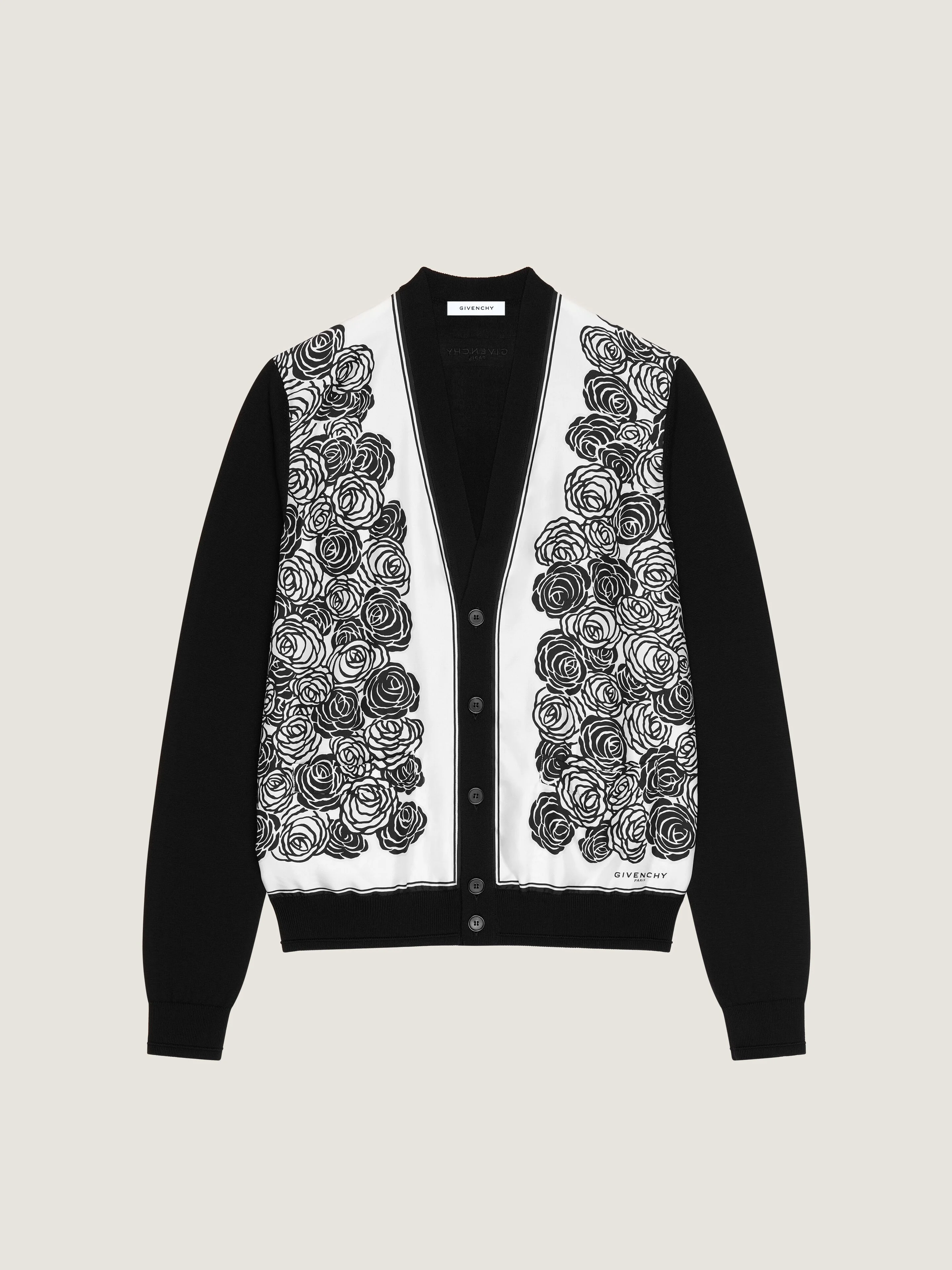 CARDIGAN IN COTTON KNIT WITH FLOWERS PRINT - 1