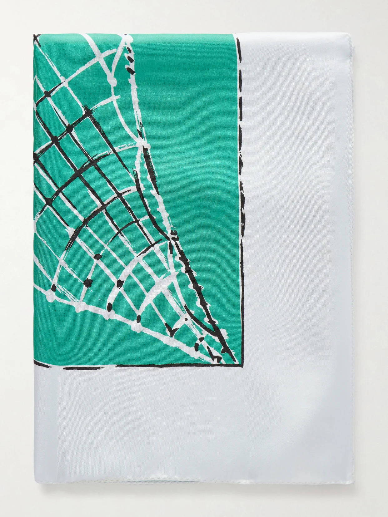 Fishnet Printed Silk-twill Scarf - 1