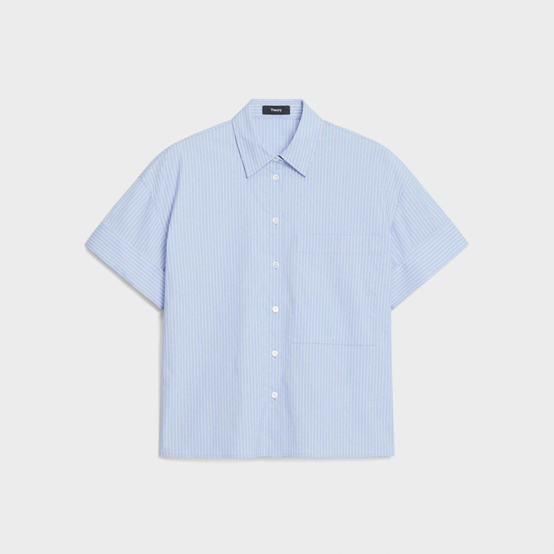 Cuffed Shirt in Striped Cotton-Blend 1