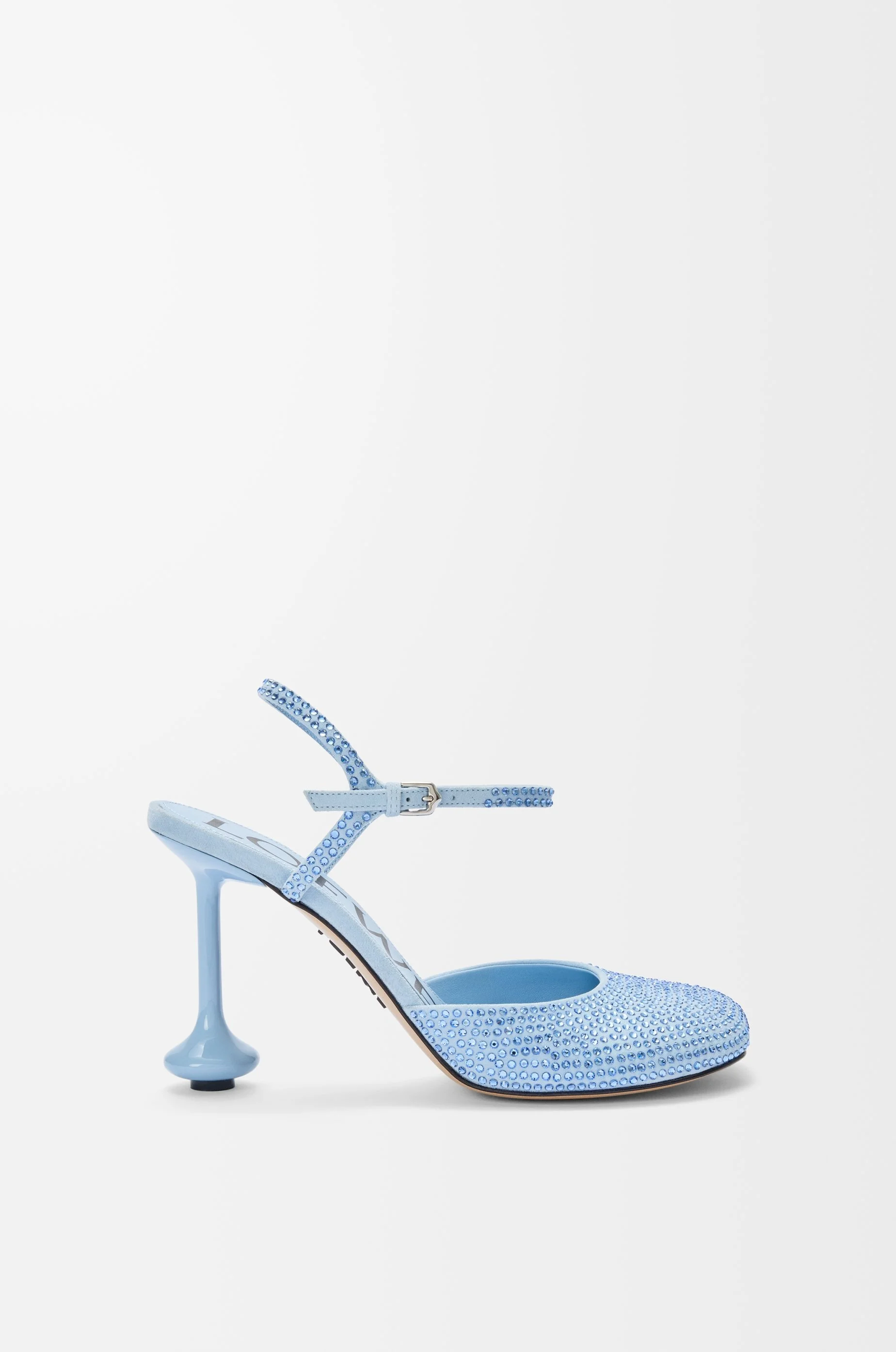 Toy ankle strap pump in rhinestone-embellished suede - 1