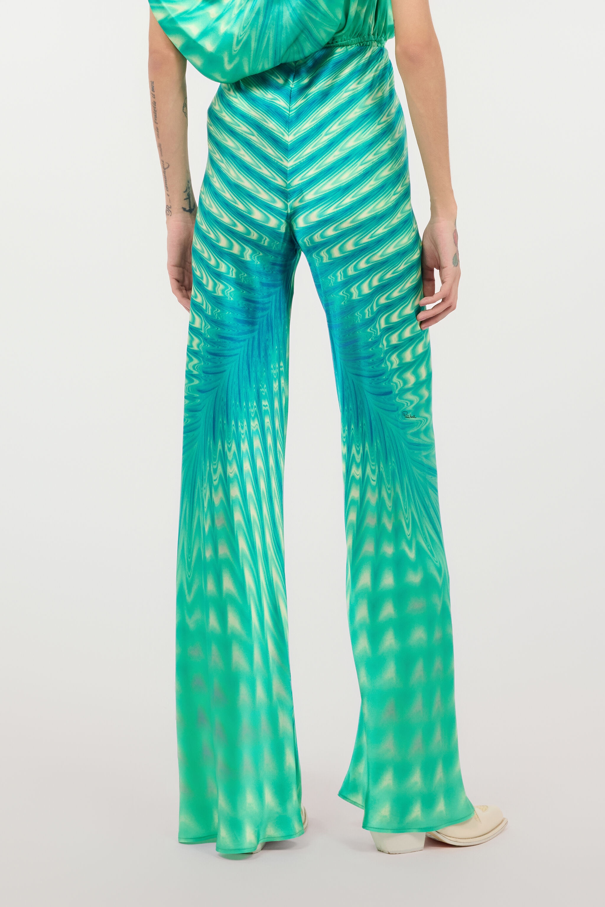Optical Glass-Print Silk Pants - 4