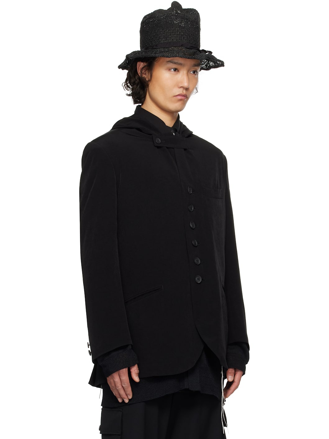 Black Hooded Blazer - 2