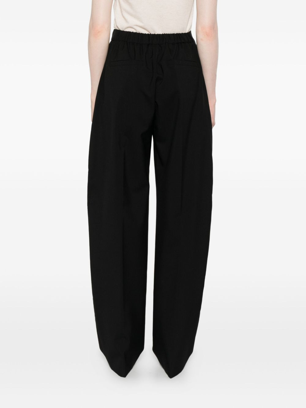 button-fastening wool trousers - 4