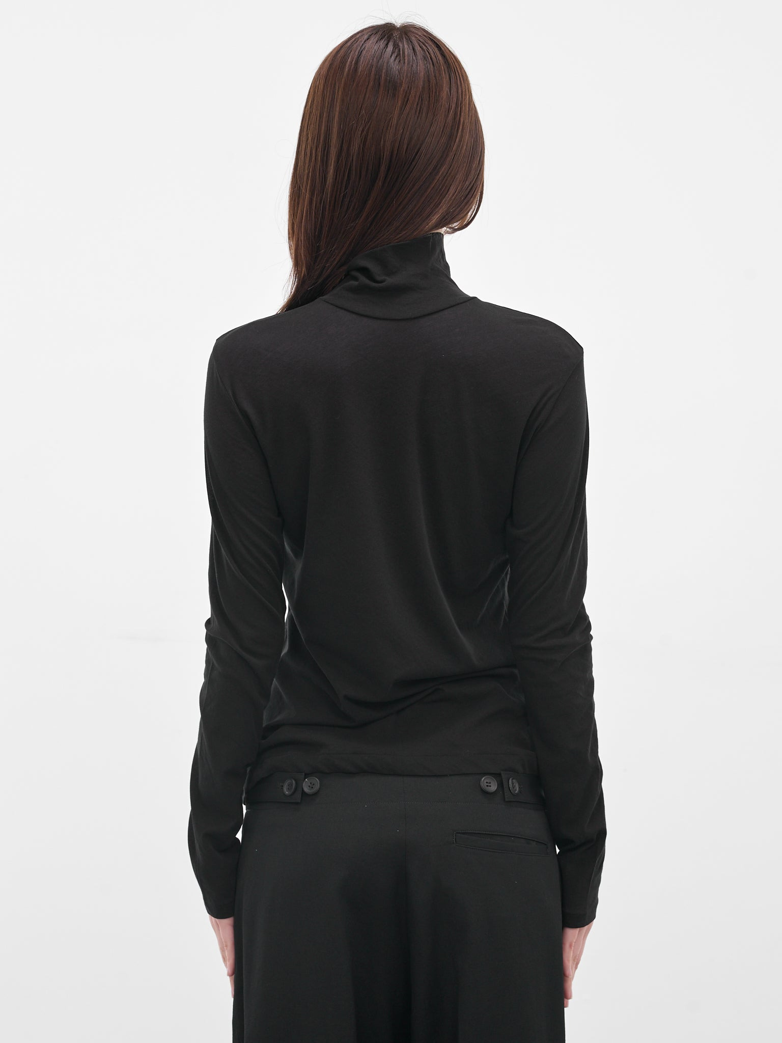 Black Cotton Jersey Turtleneck - 3