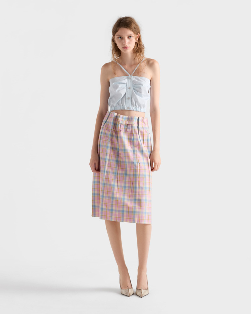 Prada Checked cotton midi skirt outlook