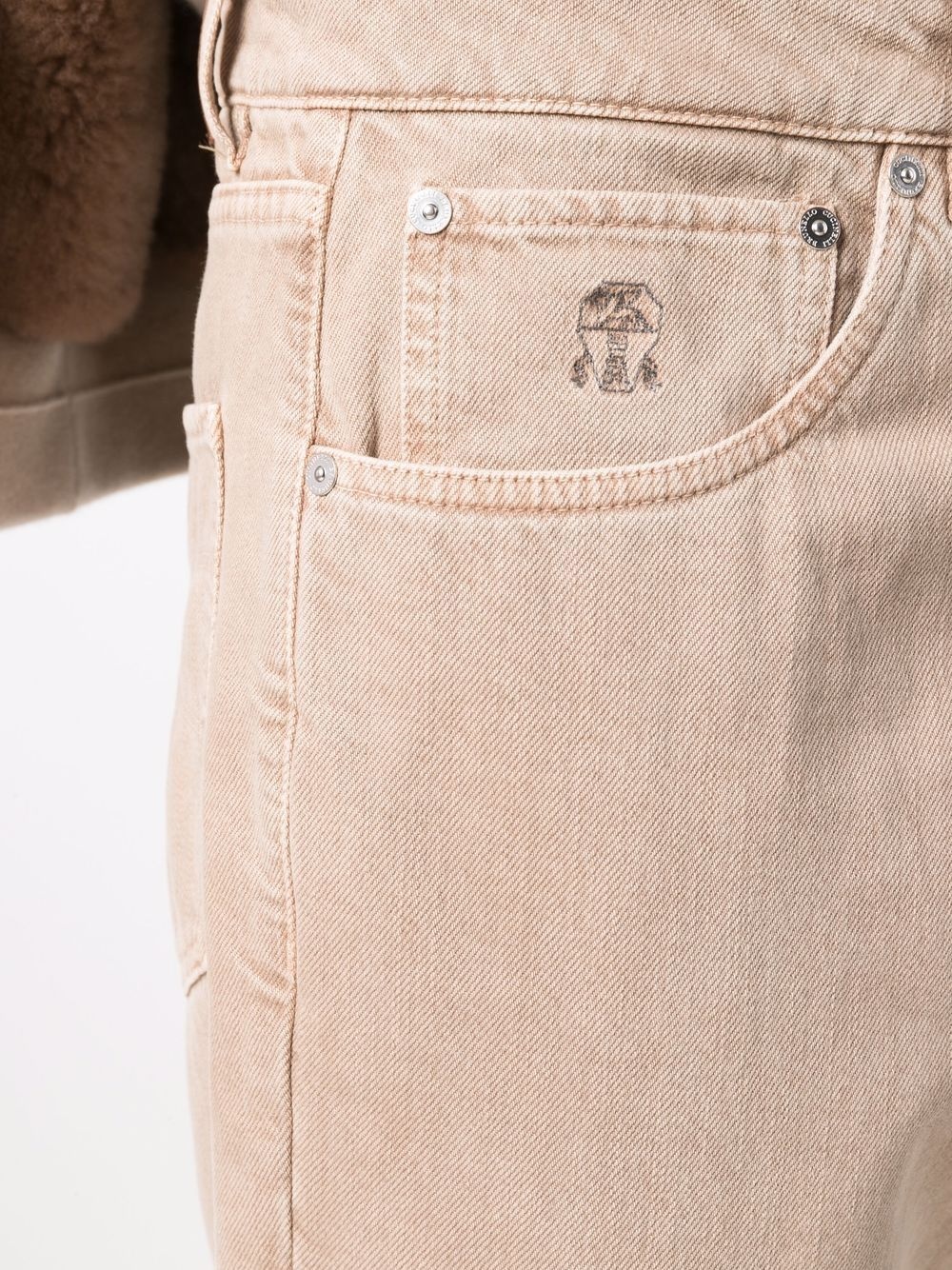 embroidered logo straight jeans - 5