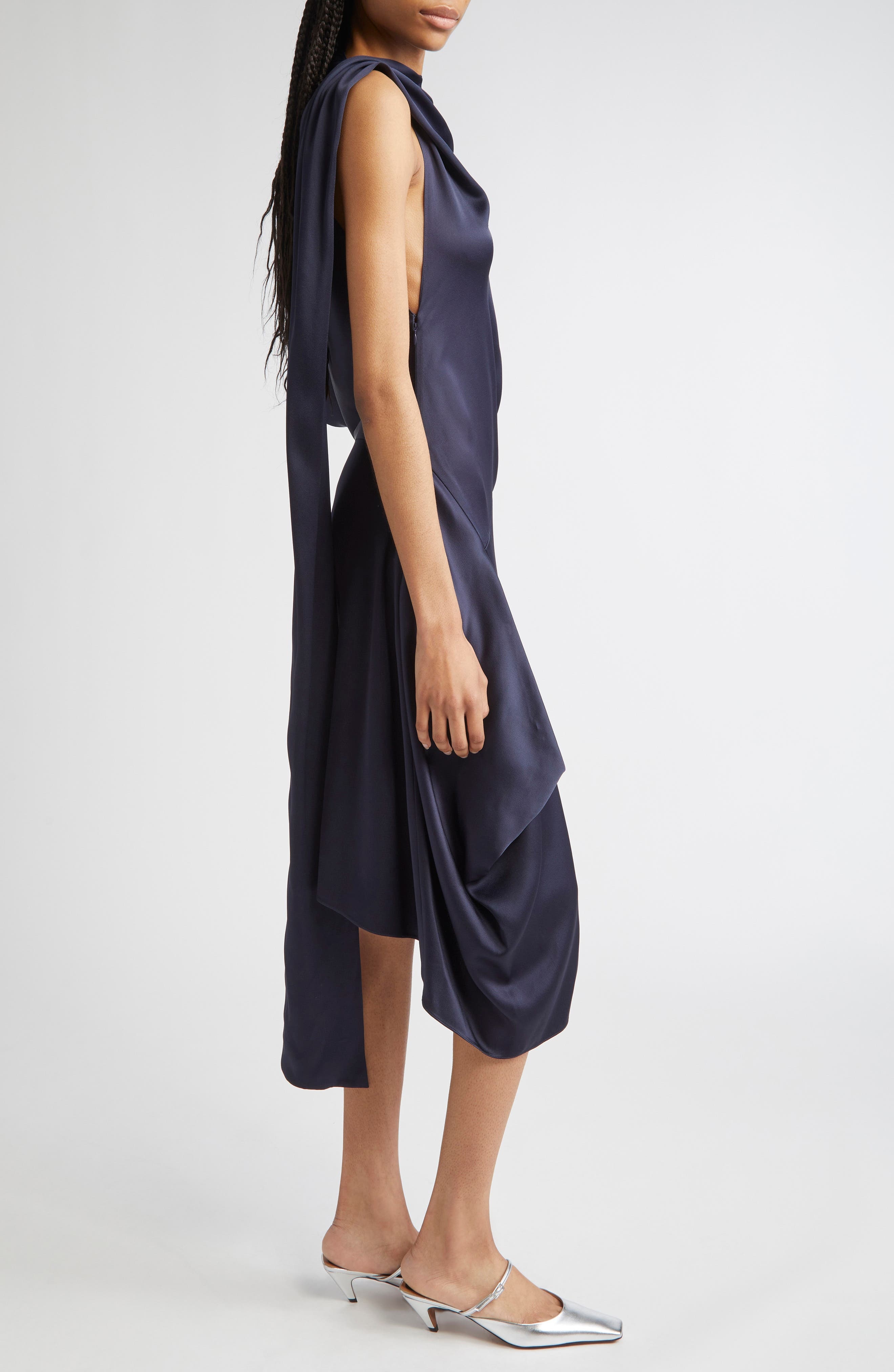 Stella McCartney Asymmetric Satin Midi Dress in 4101 - 3