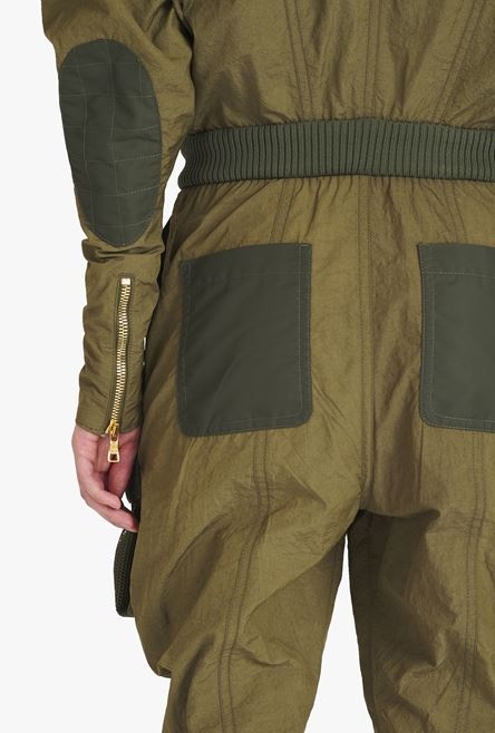 Khaki nylon cargo jumpsuit - 5