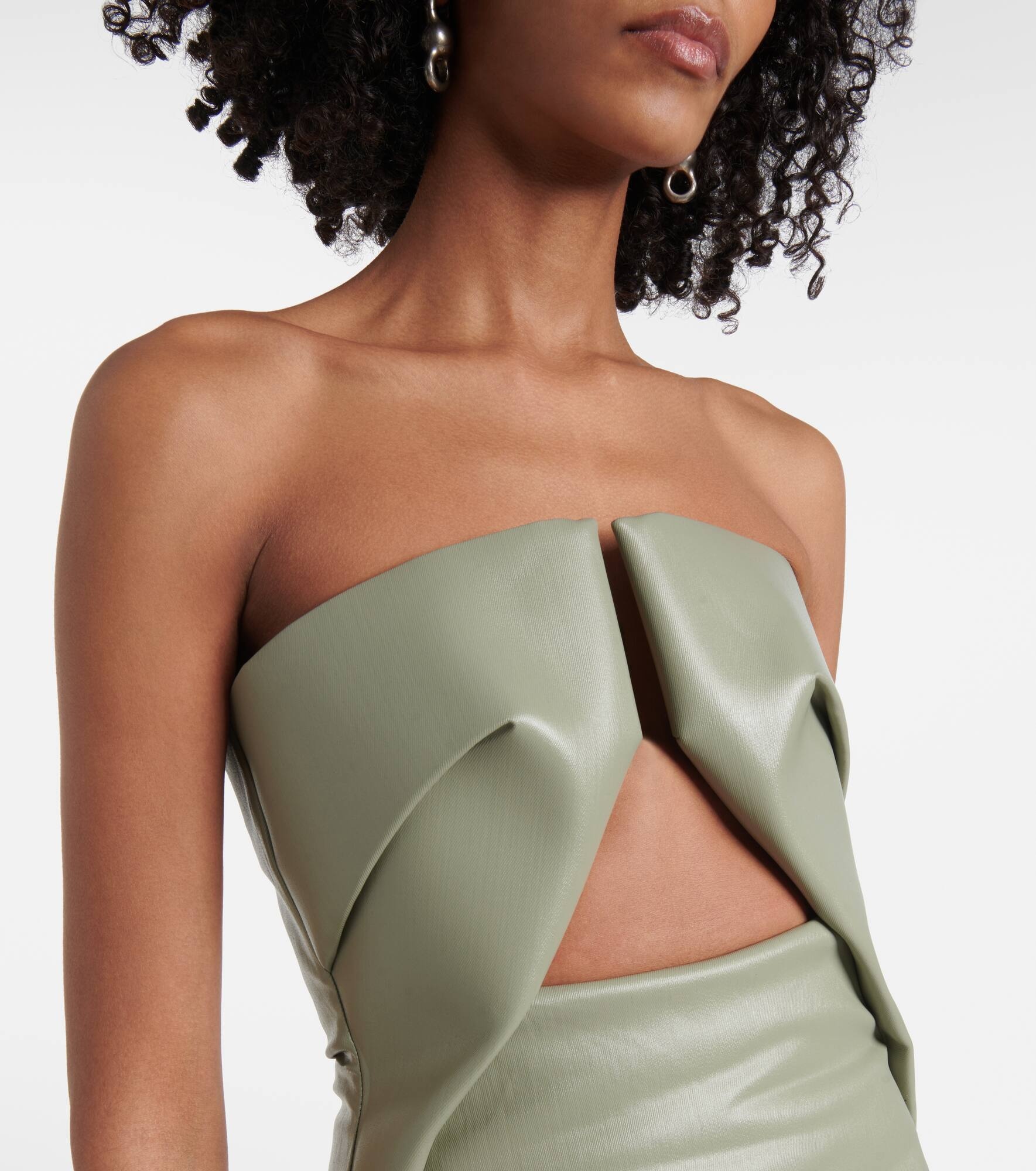Prong cut-out coated denim gown - 4