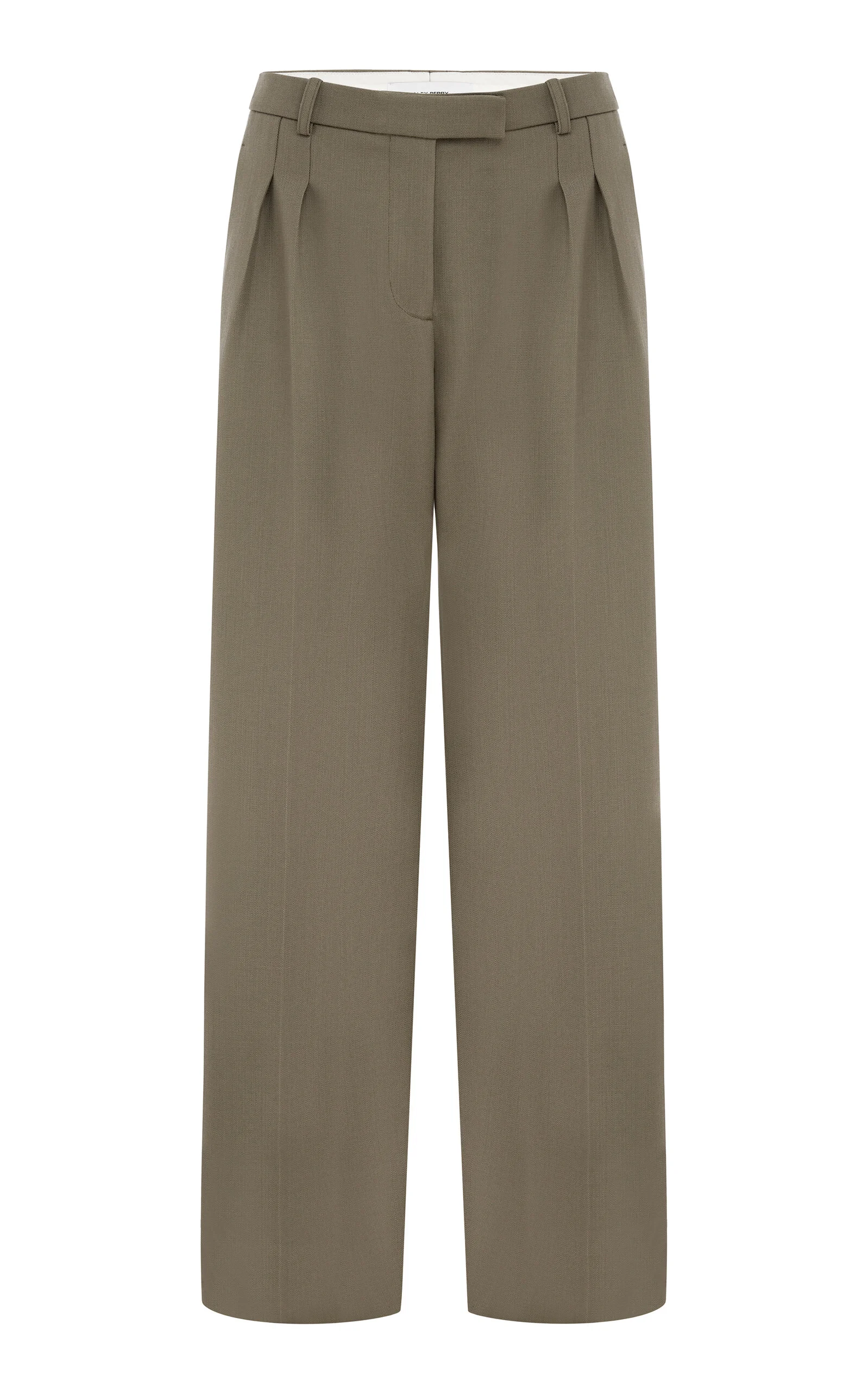 Pleated Wool Straight-Leg Pants green - 1