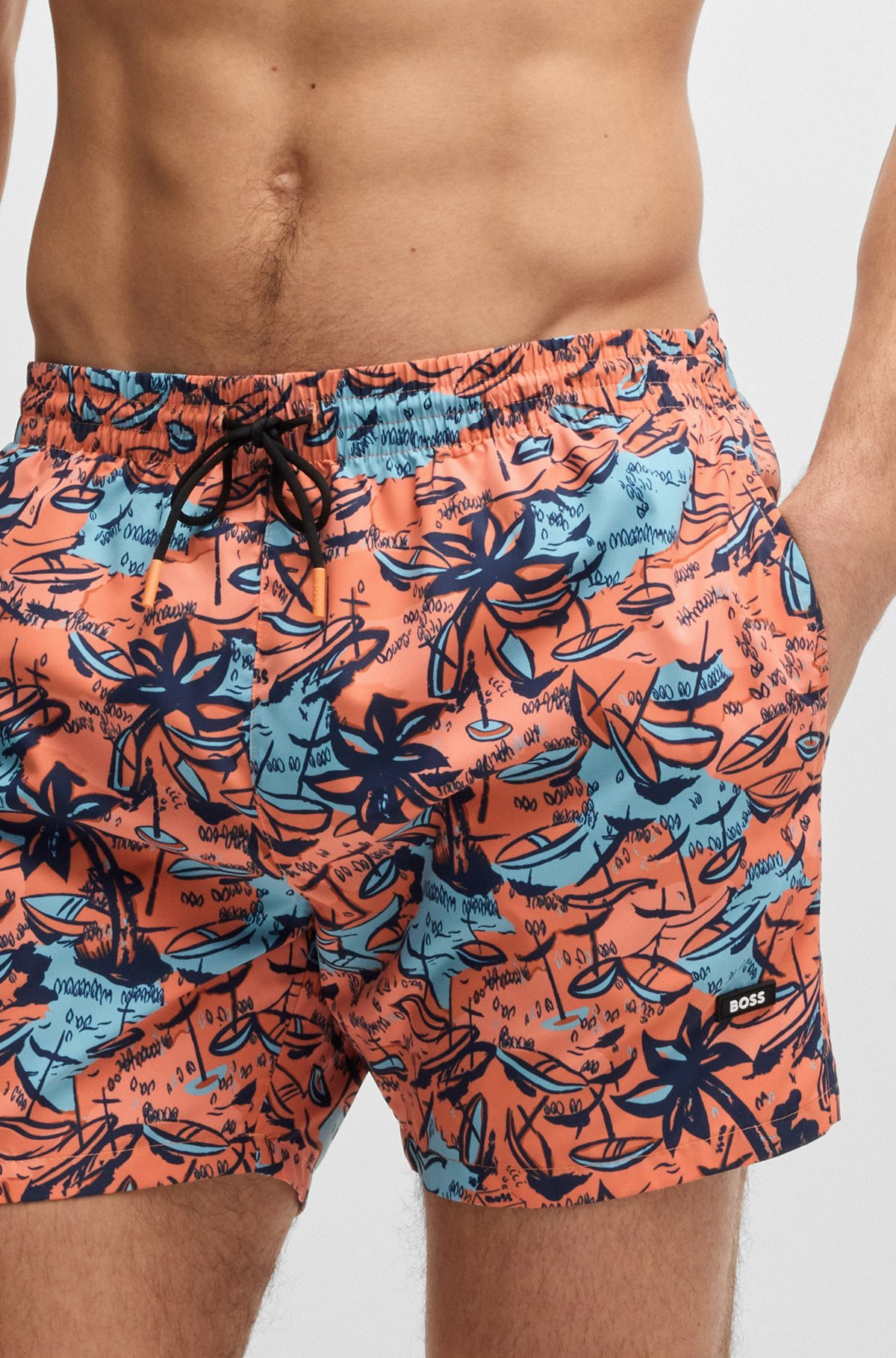 PRINTED SWIM SHORTS WITH LOGO DETAIL - 3