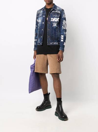 DSQUARED2 scribble-print button-front denim jacket outlook