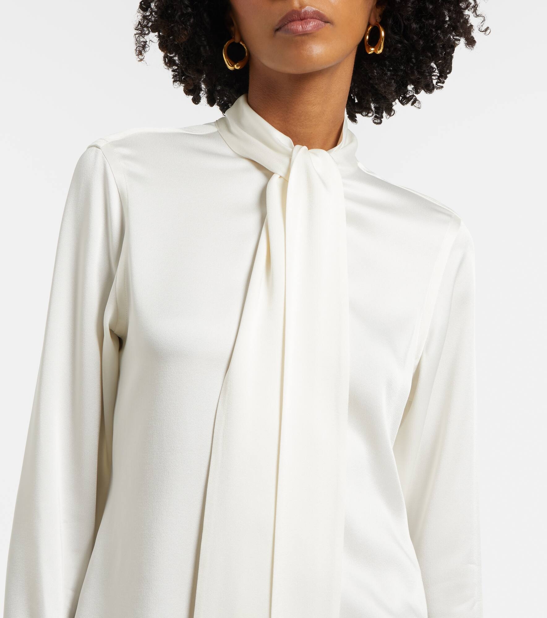 Tie-neck satin blouse - 4