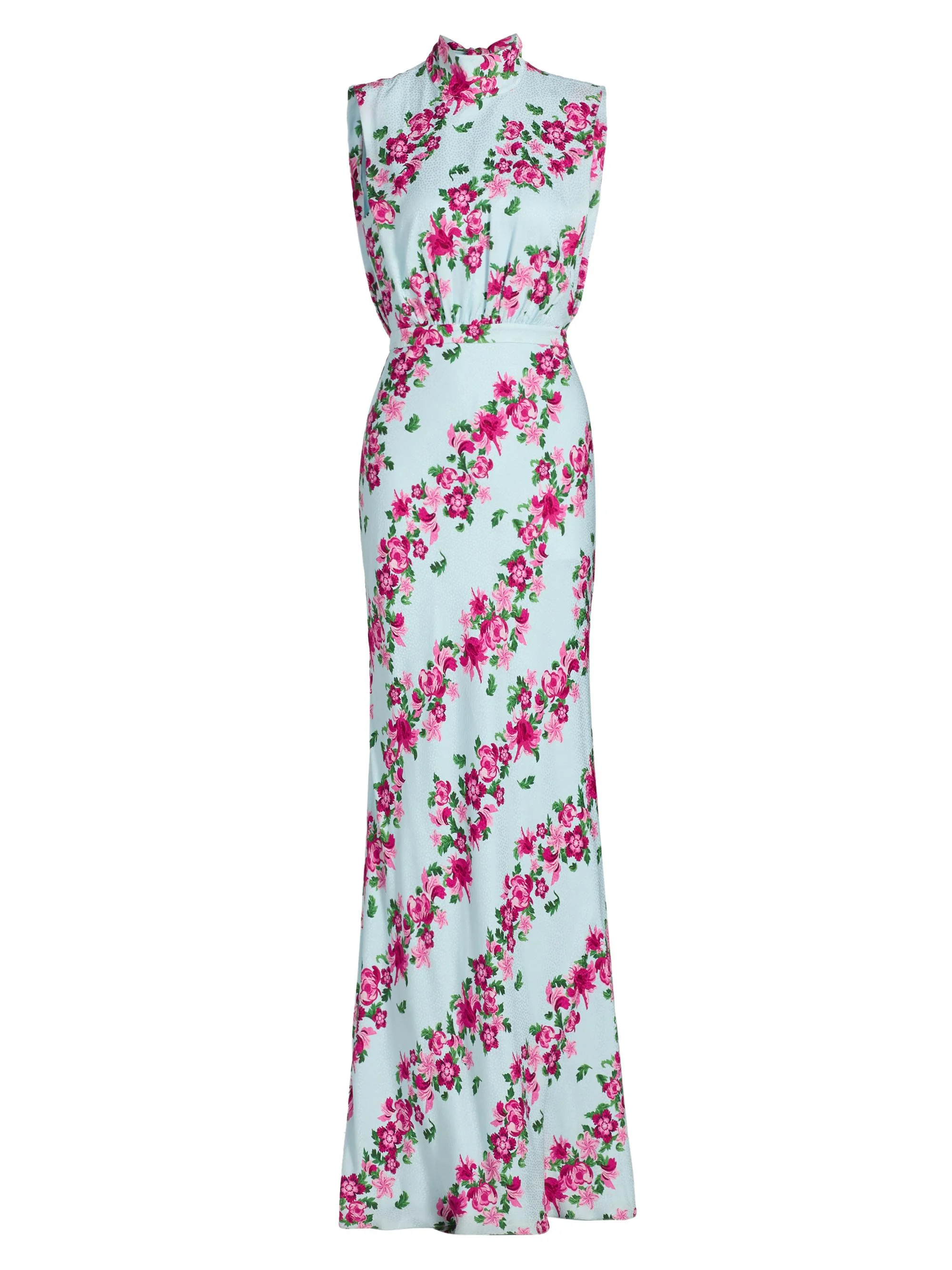 Women's Fleur Floral Satin Gown - Bellis Stripe - 1
