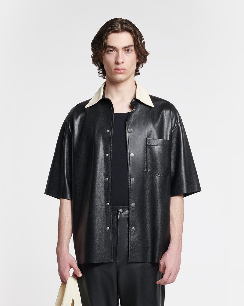 Nanushka Denim-Trimmed Okobor™ Alt-Leather Shirt outlook