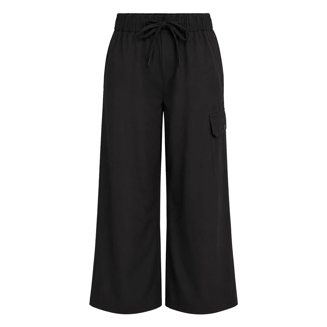Drawstring Cargo Wide-Leg Pants - 1