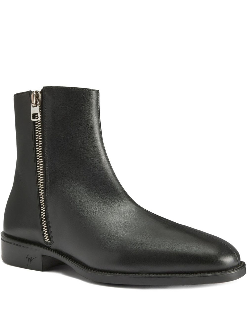 zip-detail leather boots 1