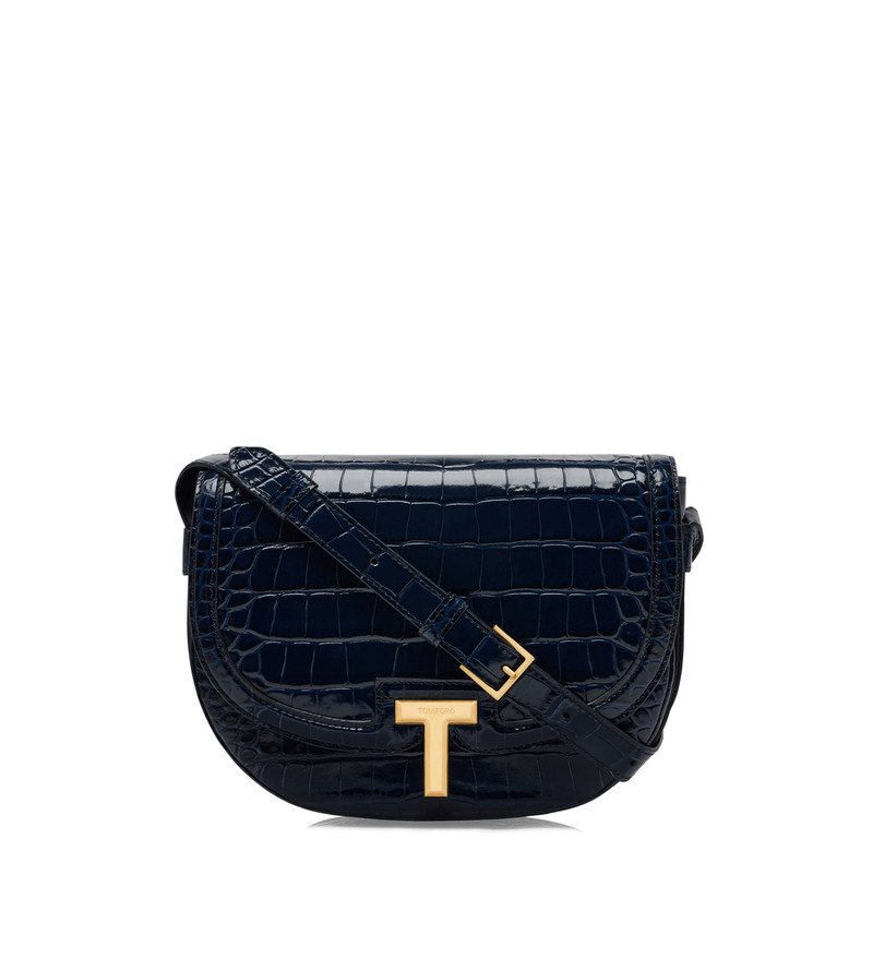 SHINY STAMPED CROCODILE LEATHER WALLIS CROSSBODY BAG 1