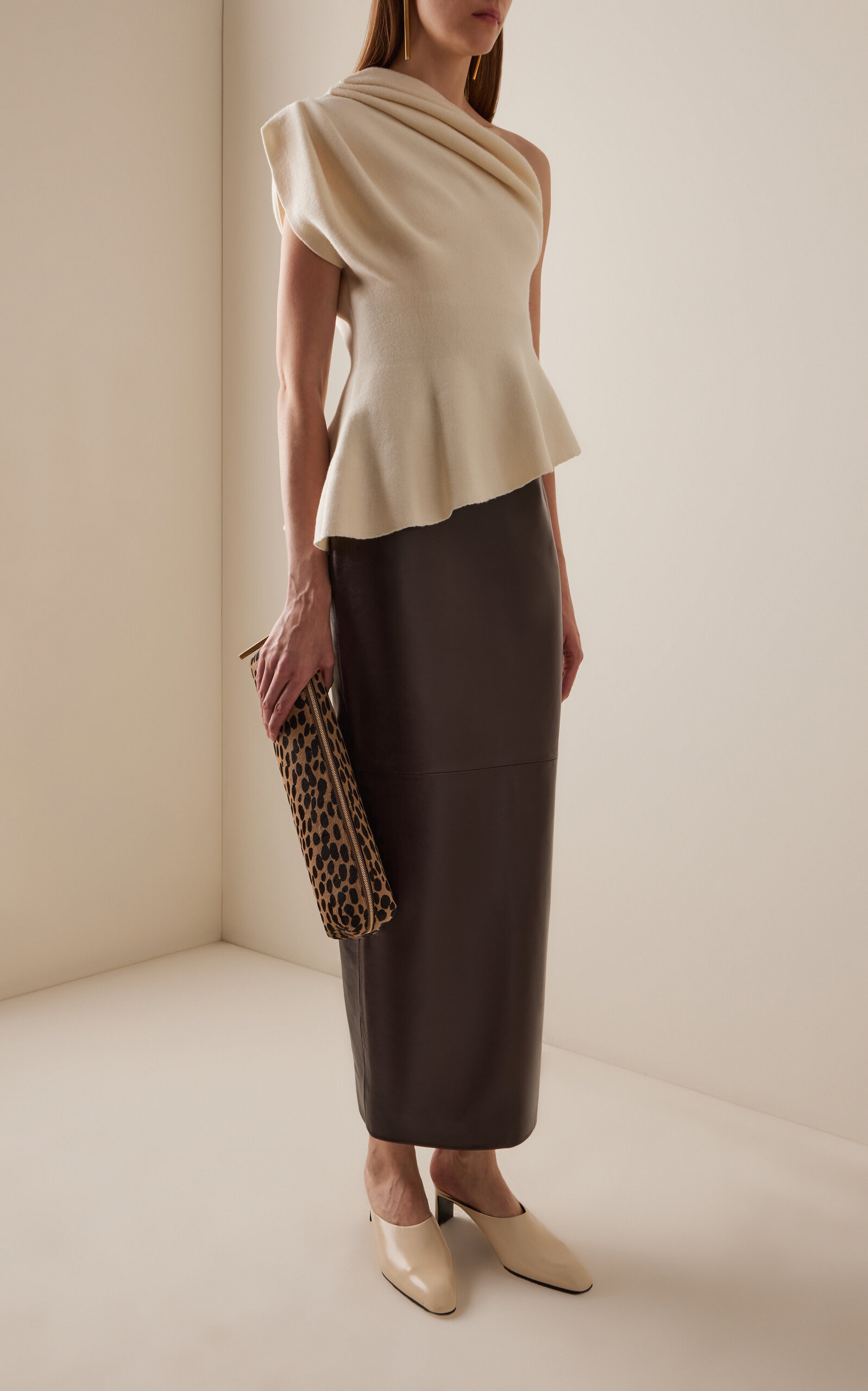 Loxley High-Rise Plonge Leather Maxi Skirt brown - 2