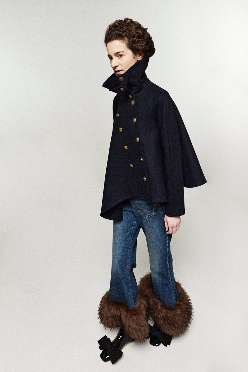 CROPPED FLARED TROUSERS WITH FAUX FUR HEM CLASSIC BLUE WASH 8