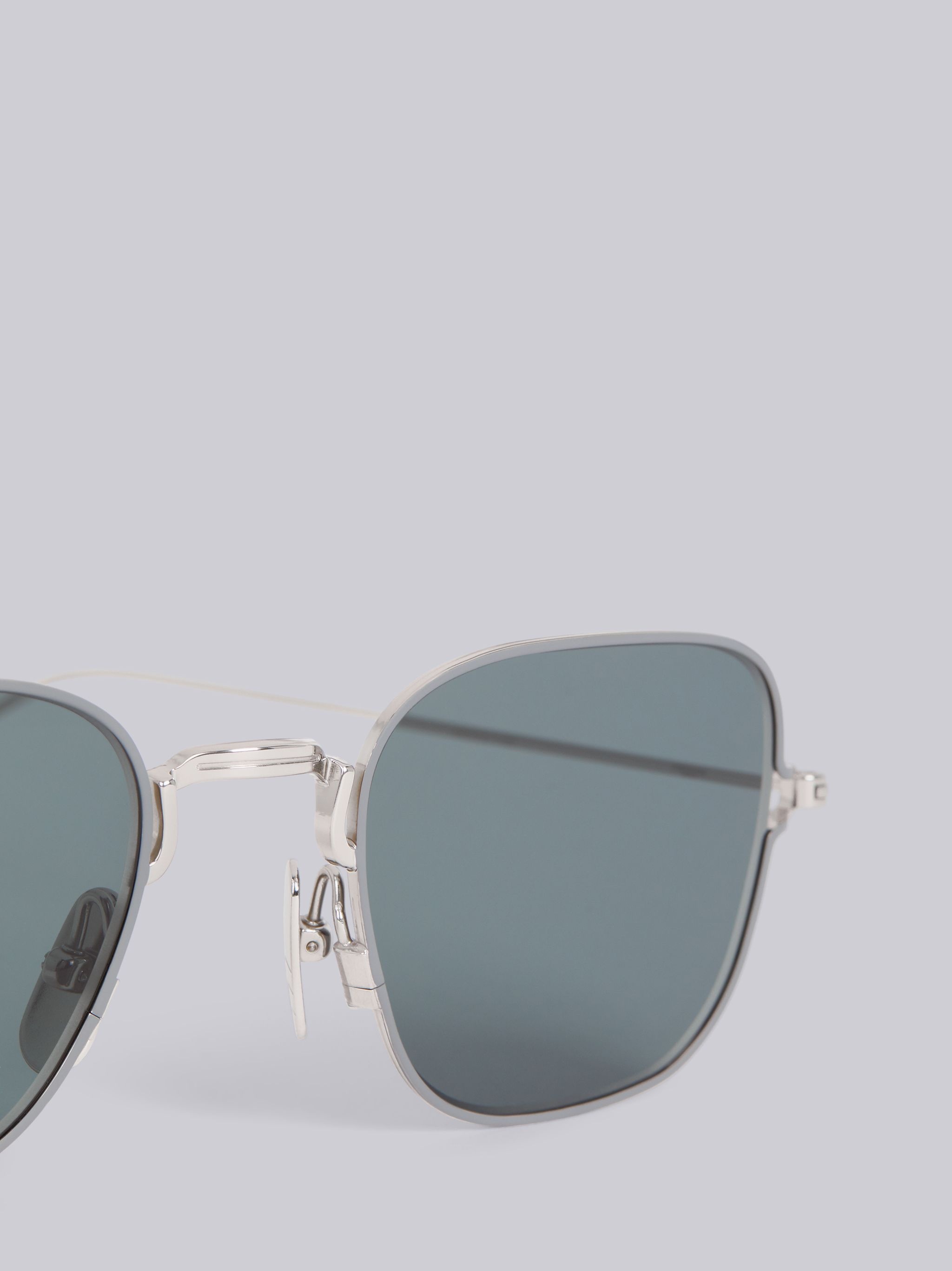 TB116 - Silver Thin Squared Sunglasses - 2