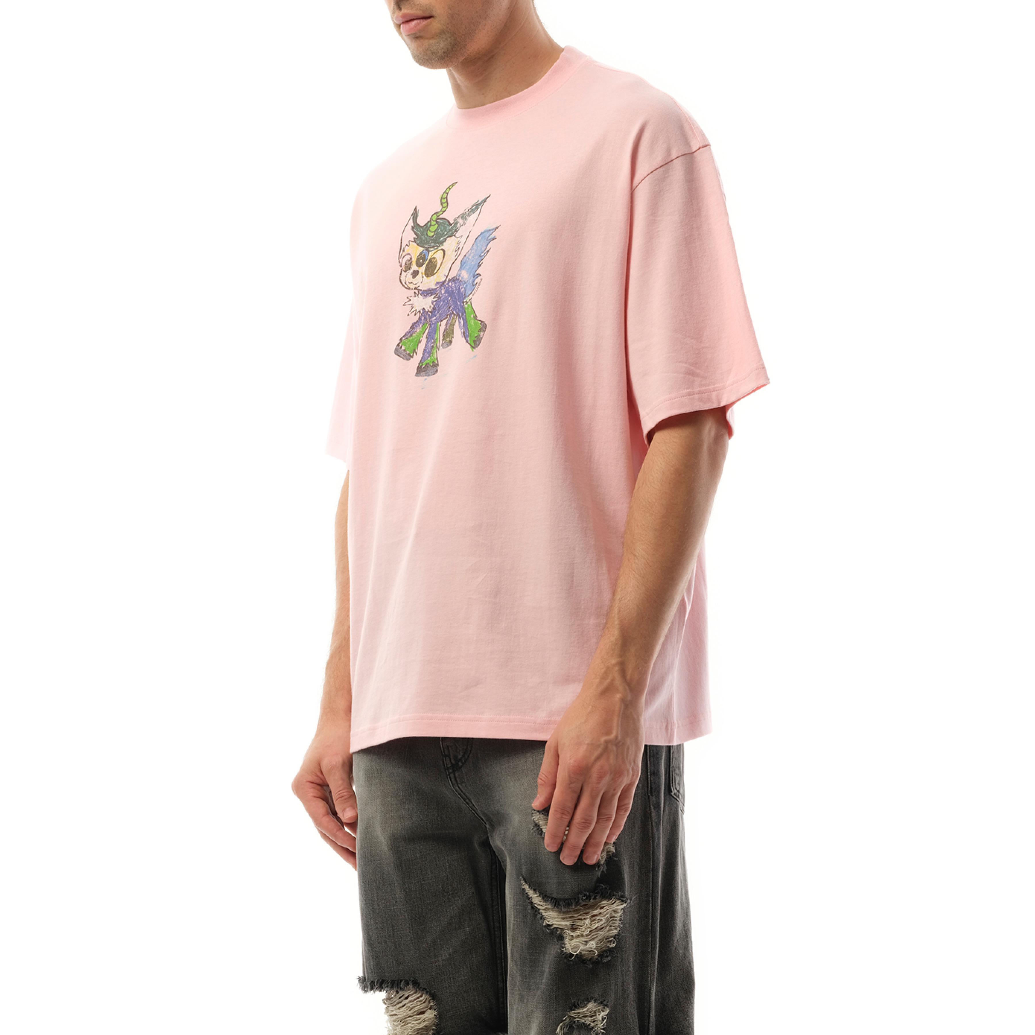 Jeff Monster Drawing T-Shirt in Pink - 5
