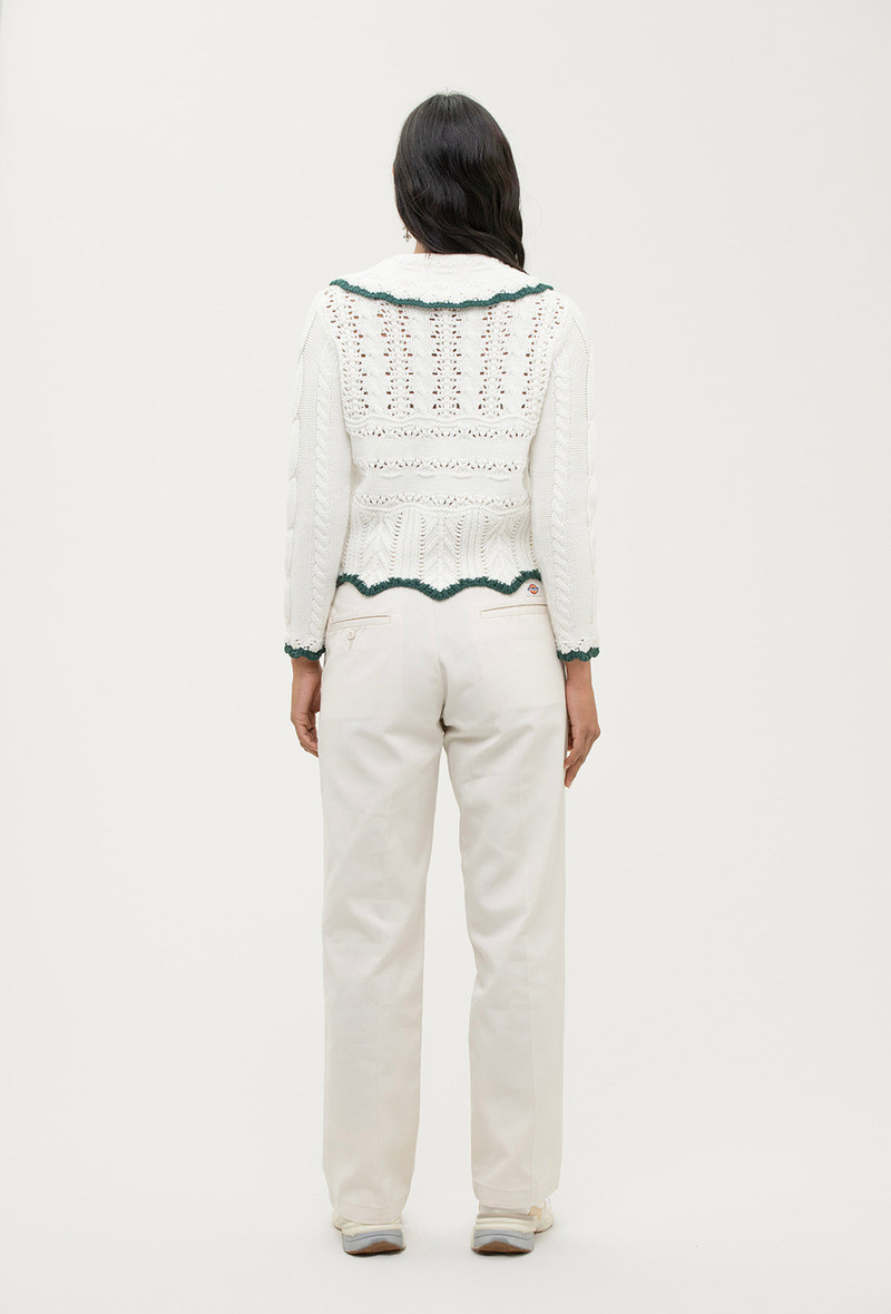 Trixie Cardigan - Cream/Green 6