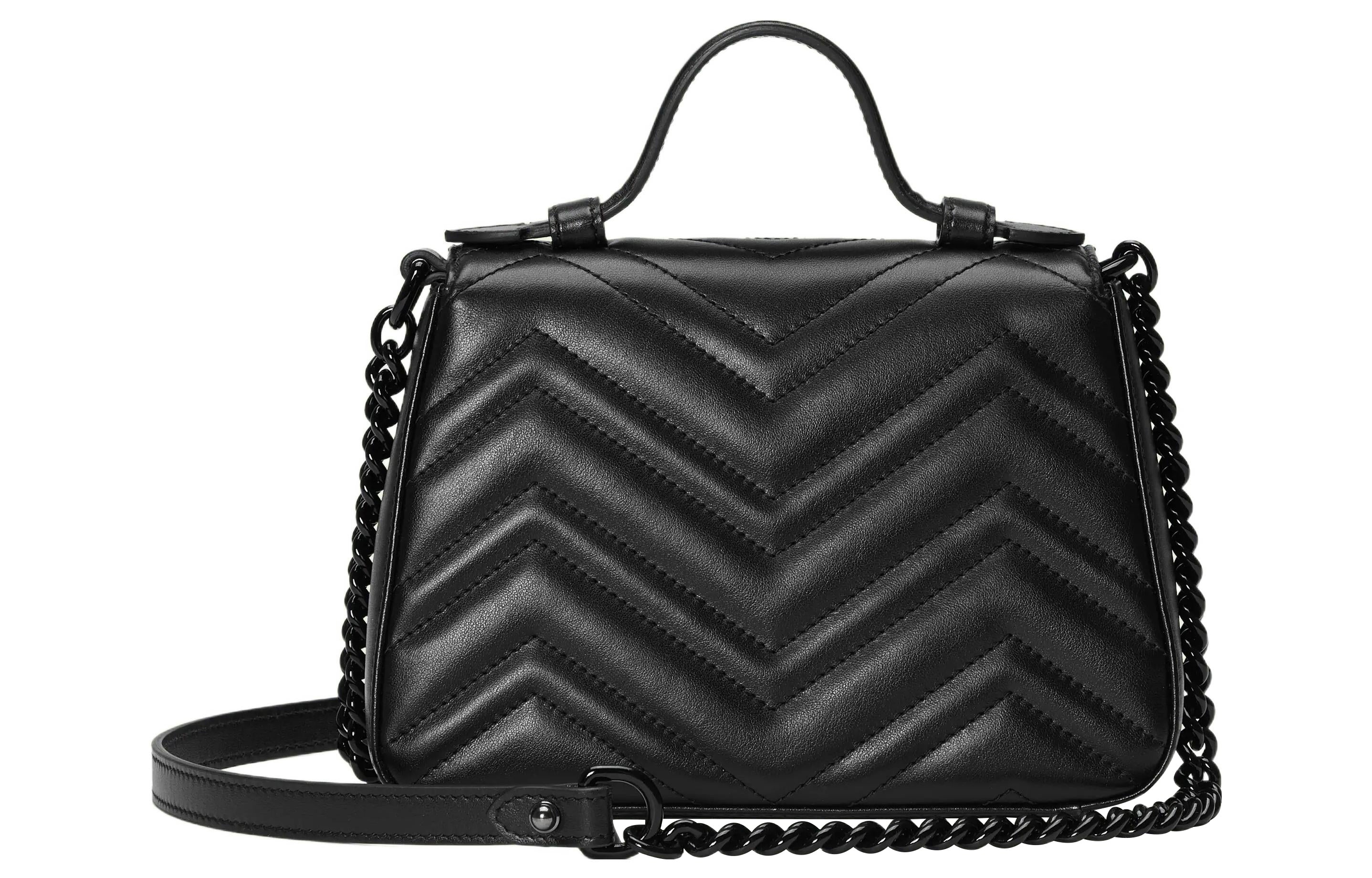 (WMNS) Gucci GG Marmont Top Handle Bag 'Black' 702563-DTDFV-1000 - 2