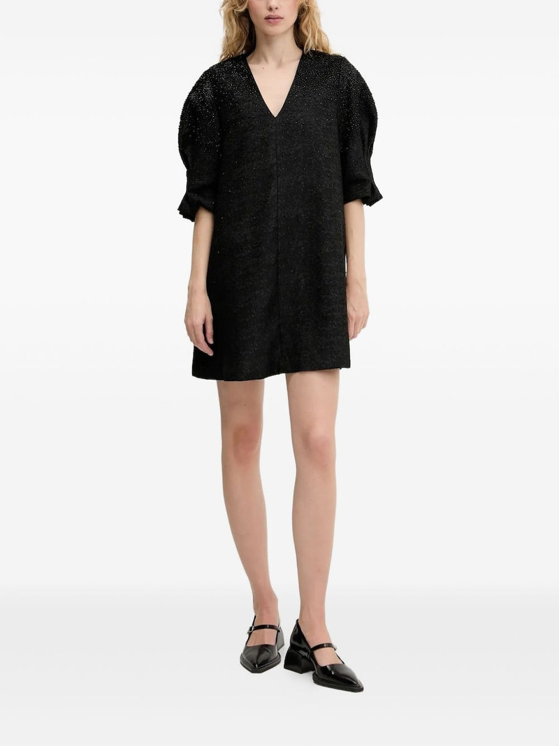 beaded puff-sleeve mini dress 1
