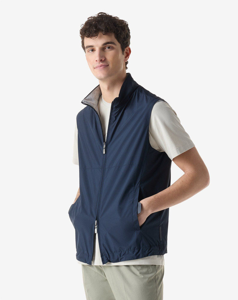 CORNELIANI Blue technical poplin gilet outlook