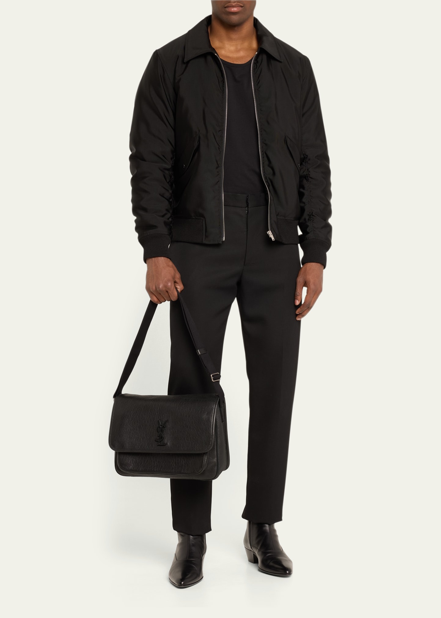 Men's Niki YSL Messenger Bag in Grained Leather - 5