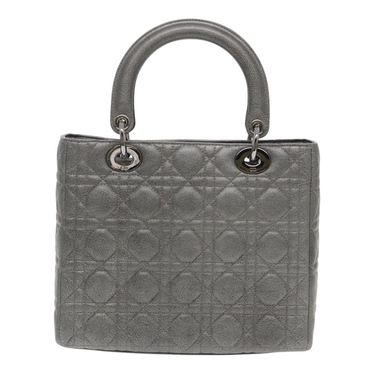 DIOR Lady DIOR Canage Hand Bag Lamb Skin Silver Tone - 3