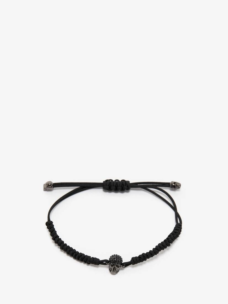 Men's Pavé Skull Friendship Bracelet in Black 1