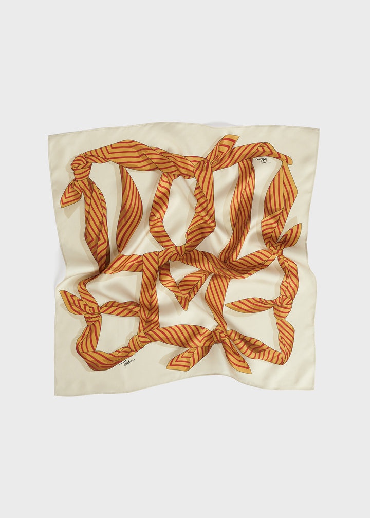 Knotted monogram silk scarf bloody mary - 1