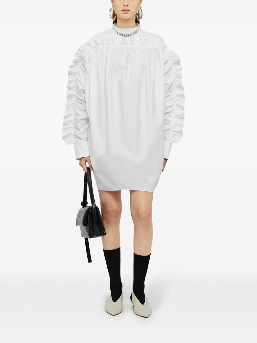 ruffled-detail cotton minidress - 2