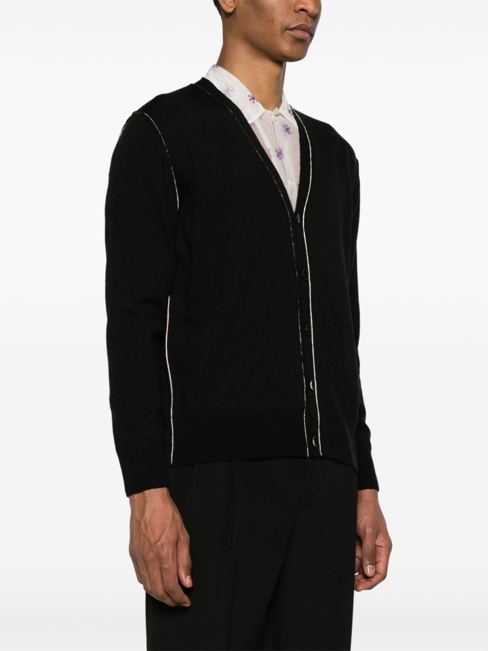 exposed-seam knit cardigan - 4