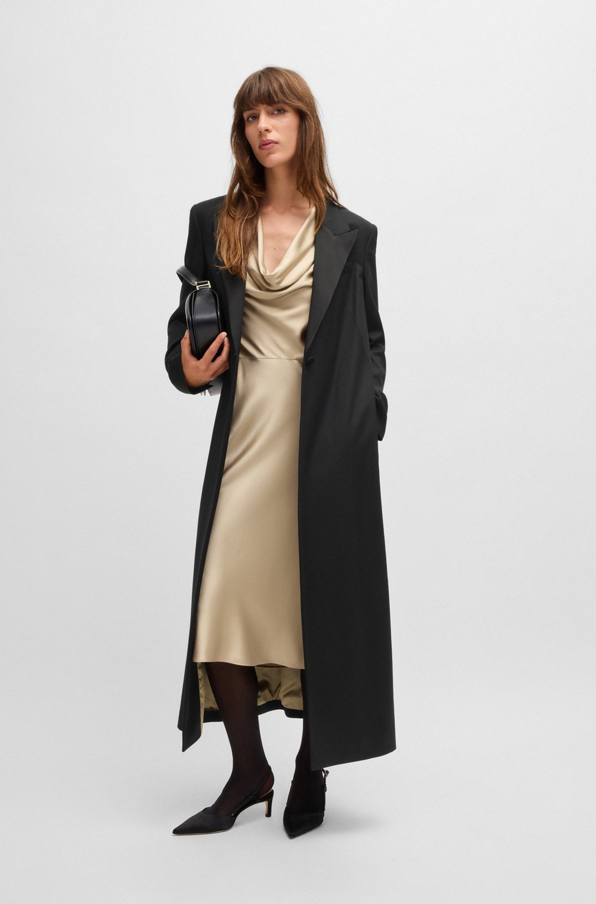 LONG-LENGTH TUXEDO-STYLE COAT IN STRETCH FABRIC - 3