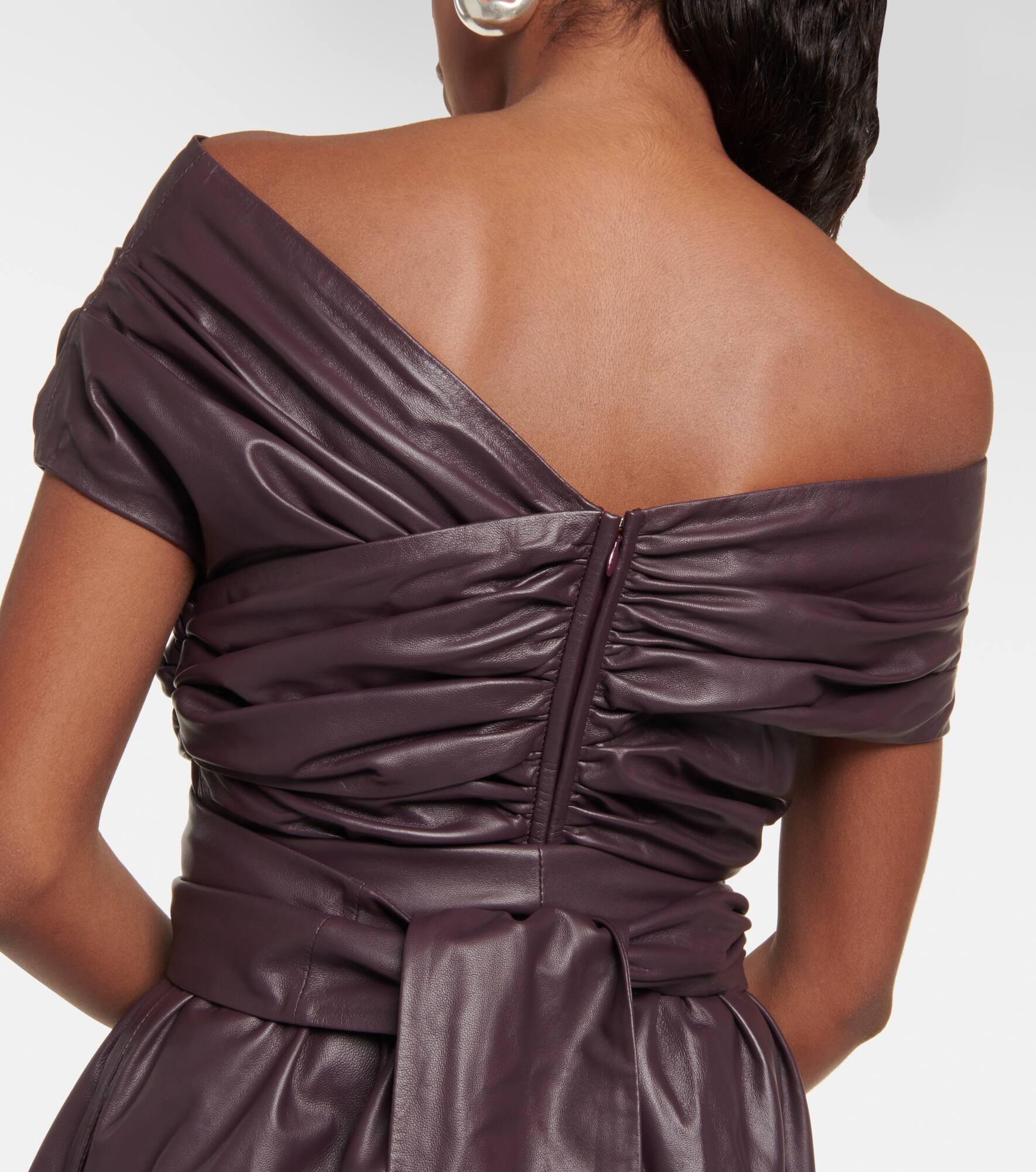 Corfu off-shoulder leather maxi dress - 6