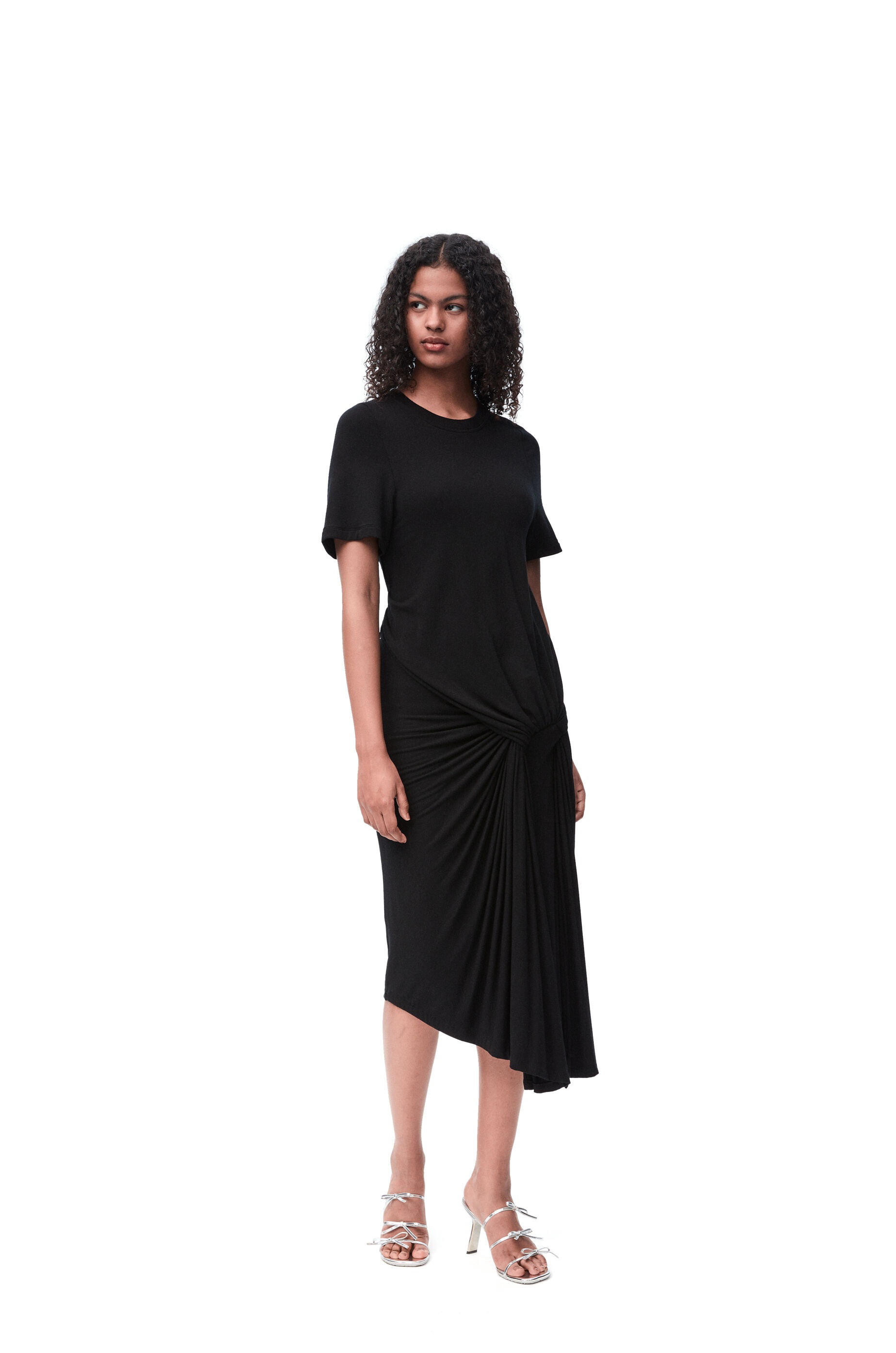 Draped dress in viscose and cashmere blend - 2