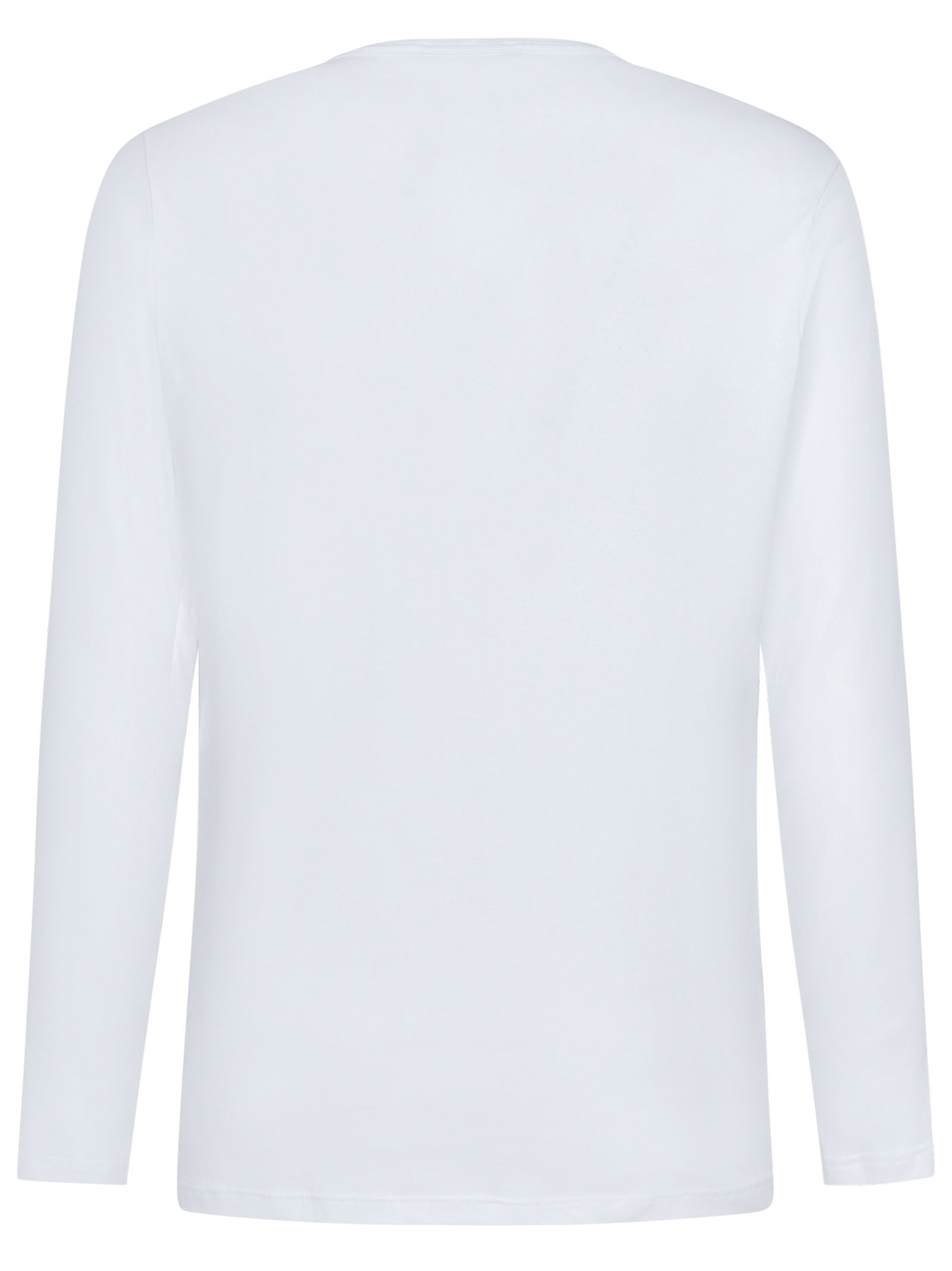 White stretch cotton jersey henley T-shirt with logo label at front. - 3