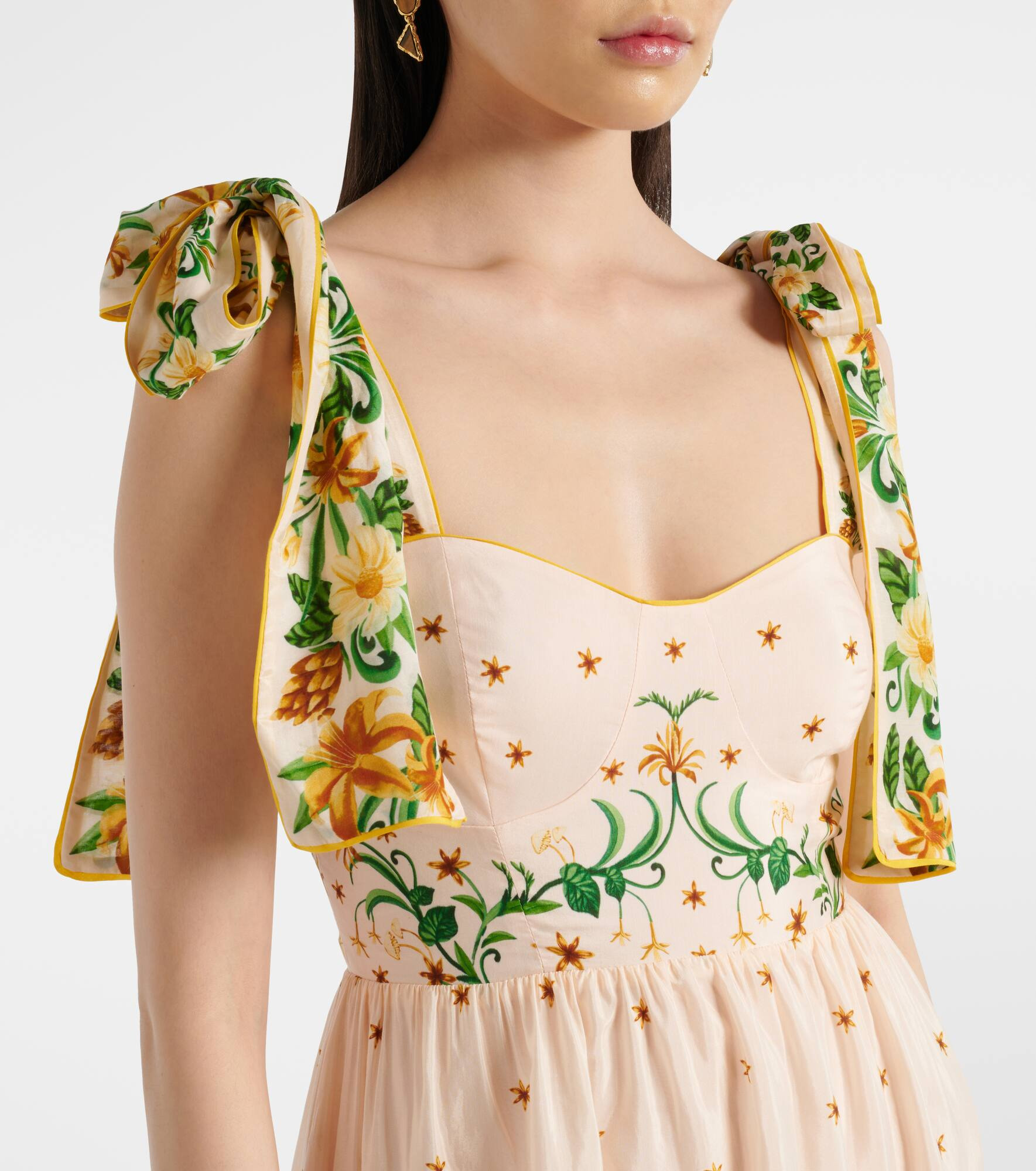 Floral cotton-blend midi dress - 4