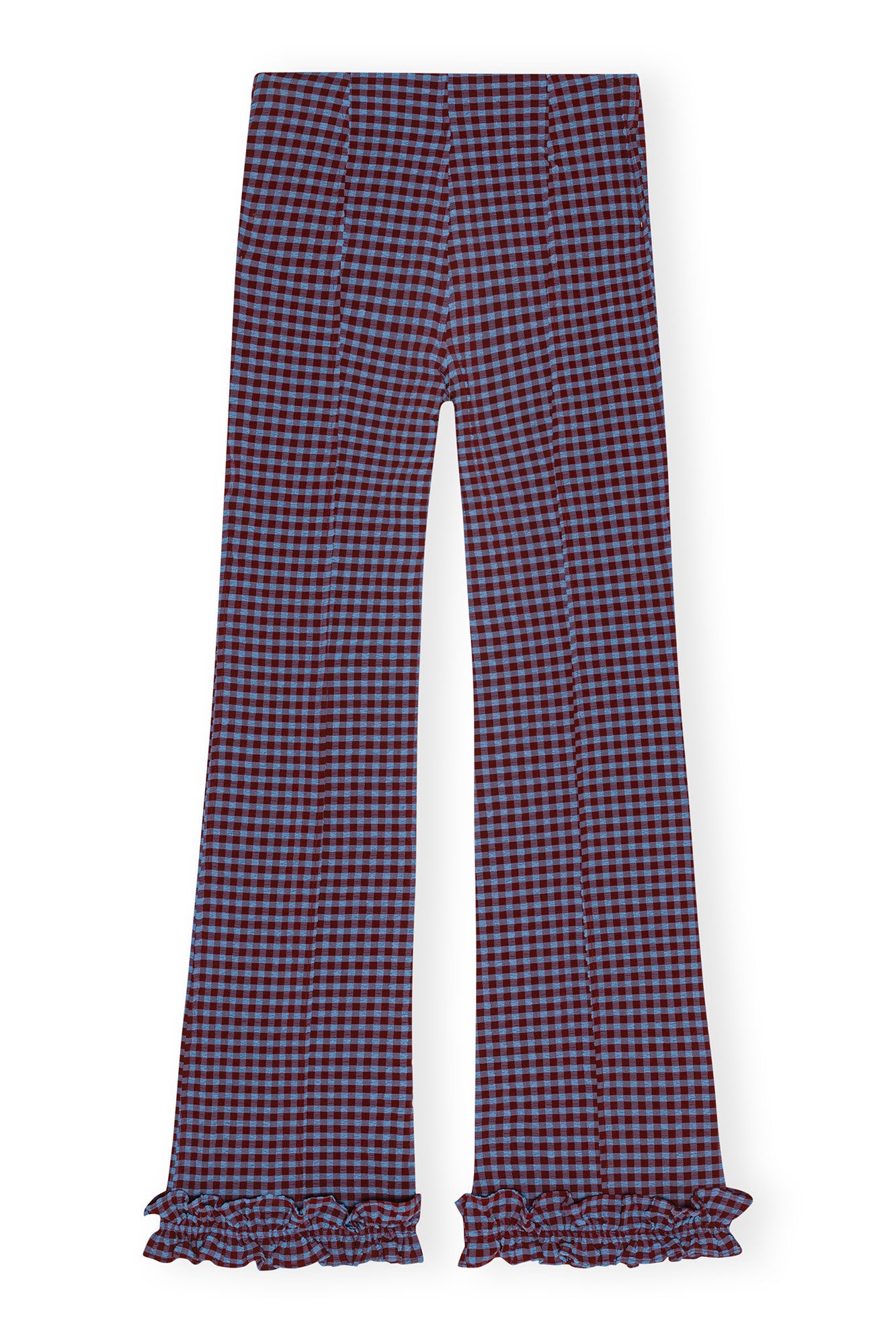 CHECKERED STRETCH SEERSUCKER FRILL PANTS - 1