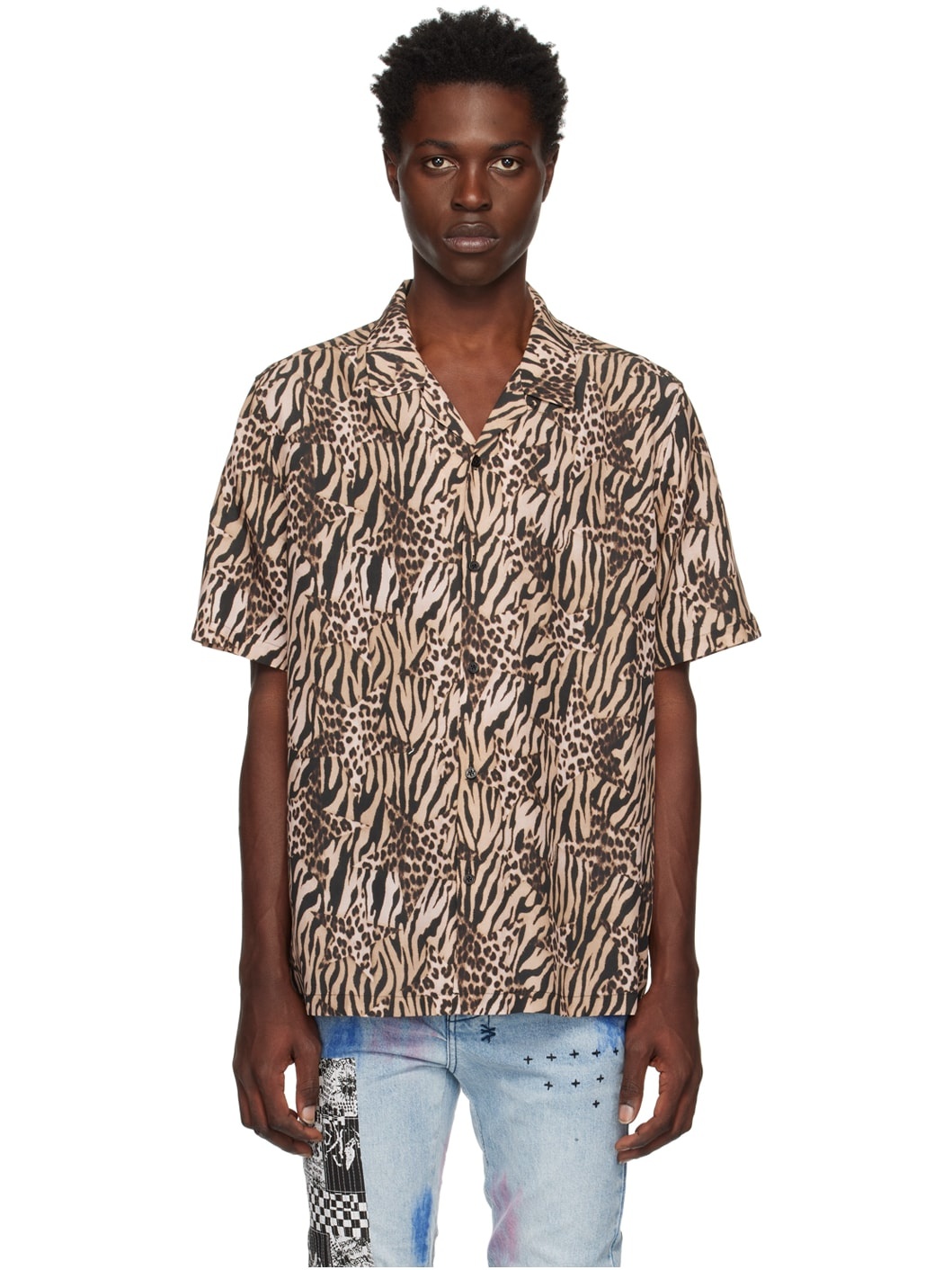 Black & Beige Zoo Resort Shirt - 1