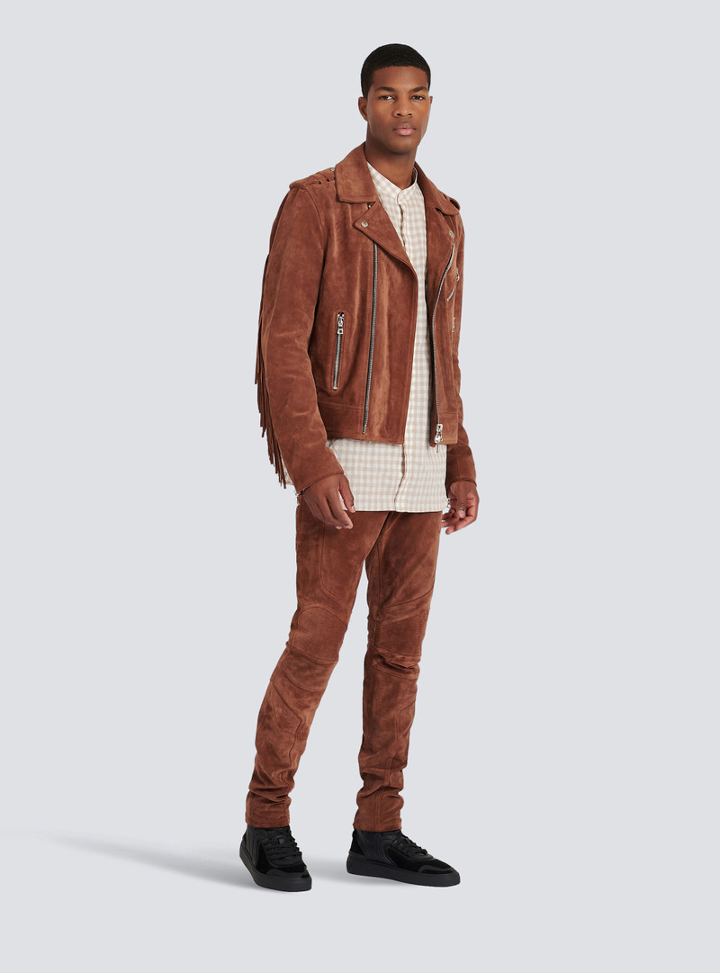 Balmain Balmain x Netflix -Slim cut suede pants outlook
