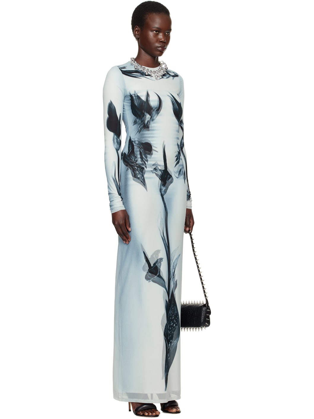 Gray & Black 'The Flower Body Morphing Marinière' Maxi Dress - 2