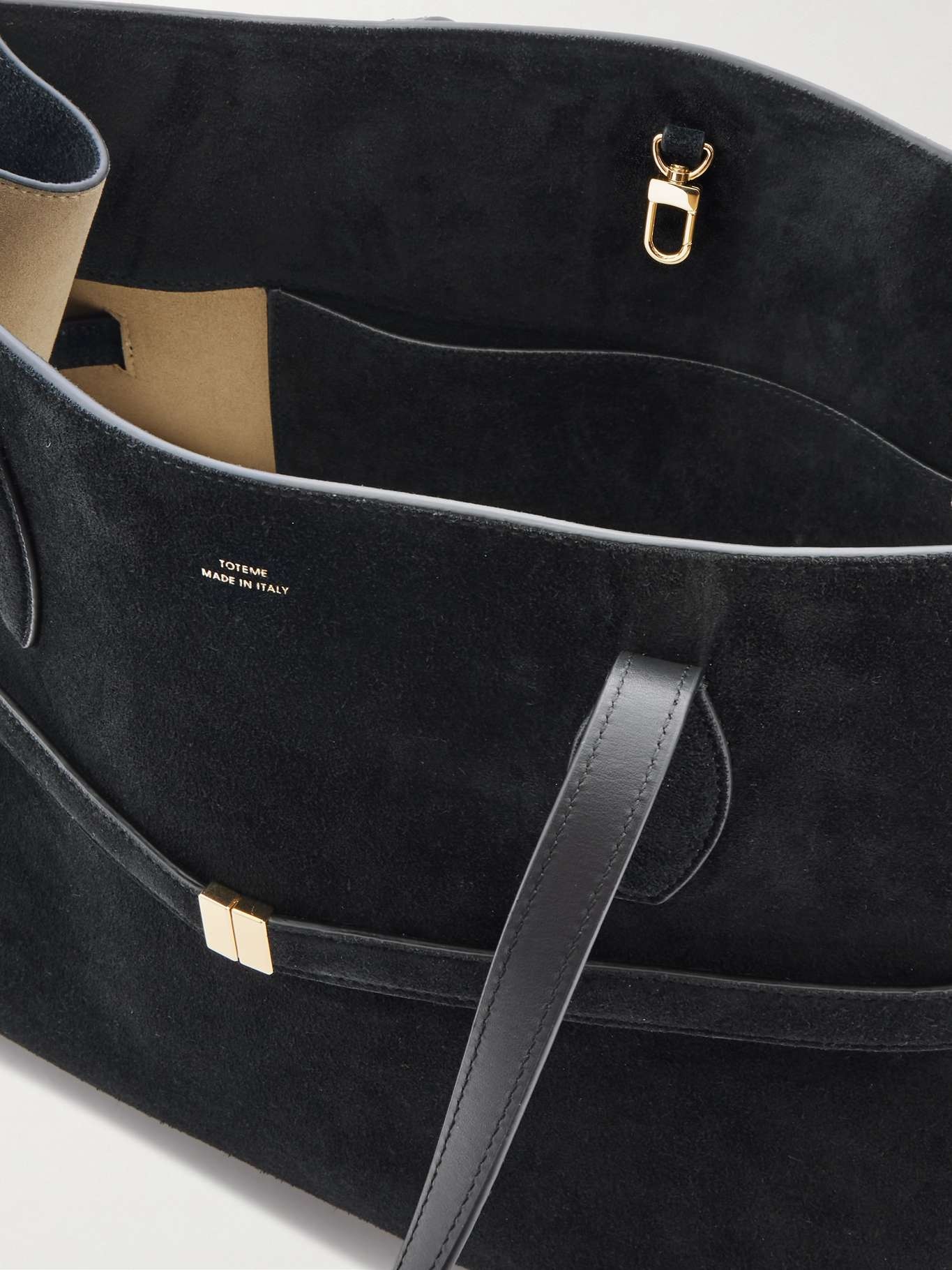 Lounge large leather-trimmed suede tote Black - 5
