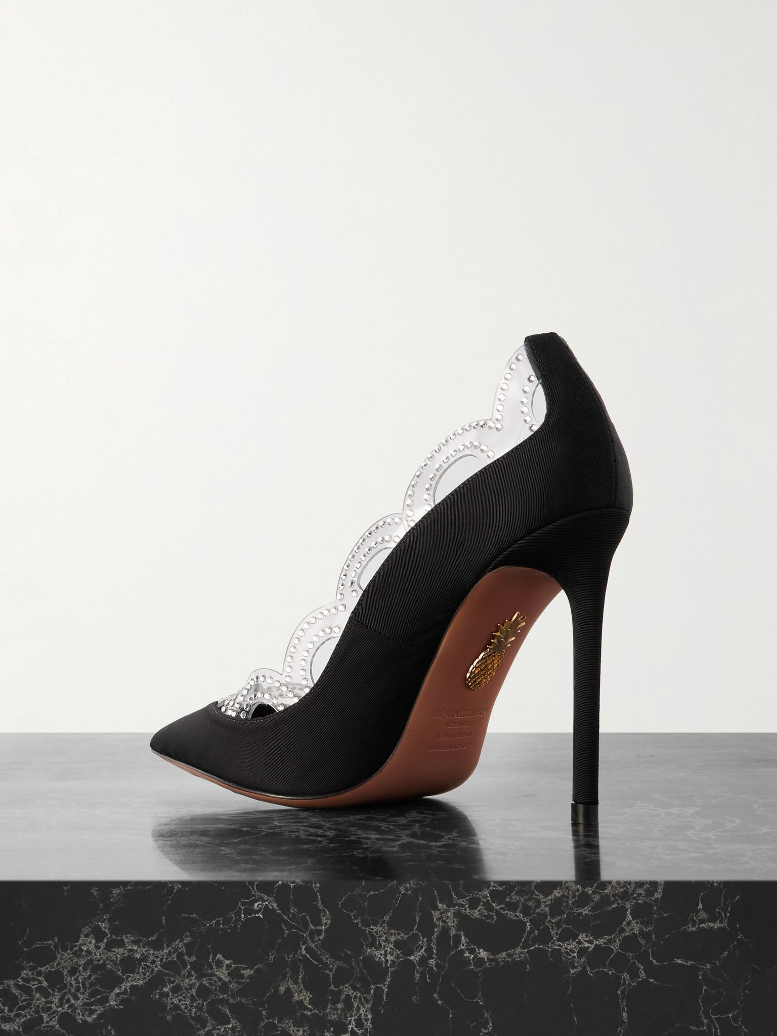 Je T'Aime 105 embellished PVC-trimmed grosgrain pumps Black - 3